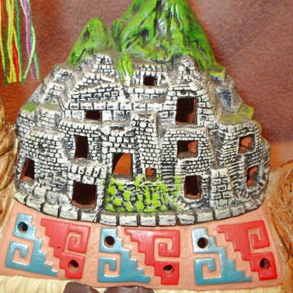 3D Peruvian LLAMA Inca INCENSE Smoker CANDLE Holder ART POTTERY Machu Picchu - Picture 3 of 10